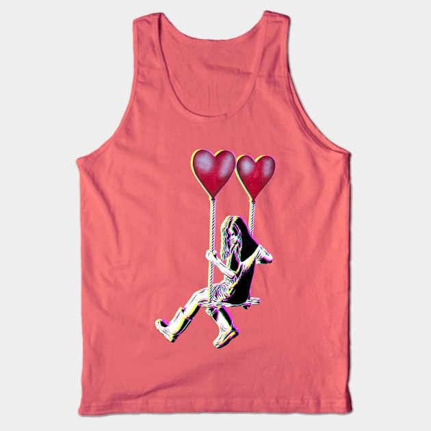 Banksy Ballon Girl Yellow Cyan Magenta Screenprinted Tank Top by TRIME